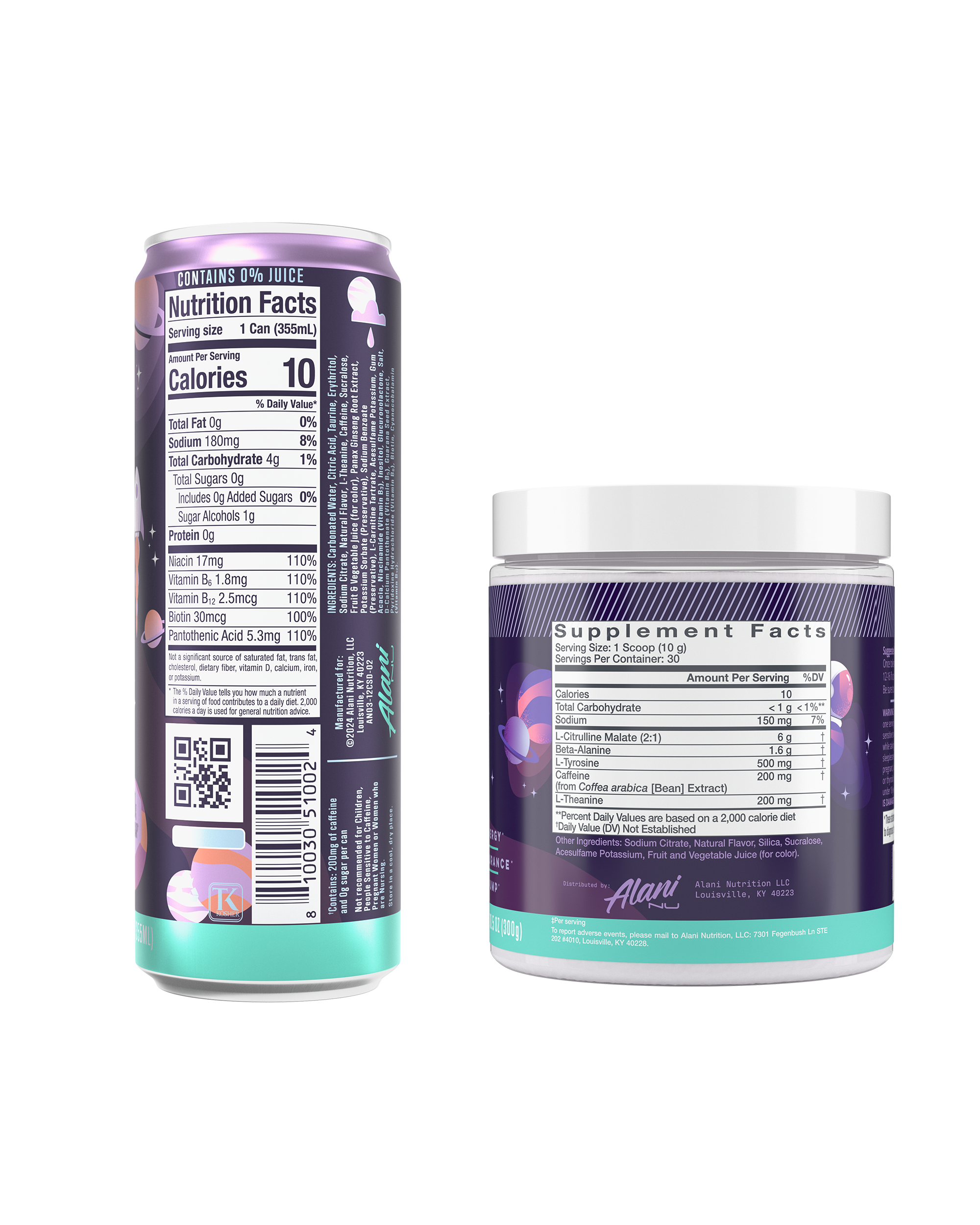 Back view of Cosmic Stardust Energy Drink and Pre-workout.